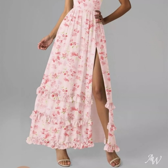 AW Kaitlin Dress Peach Blossom Breeze Maxi, Floral, Wedding Guest, Prom Size 22 - Picture 3 of 8
